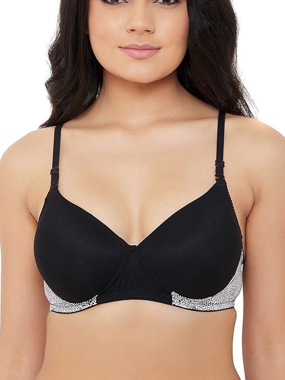 Clovia Women's Powernet Printed Padded Full Cup Wire Free T-Shirt Bra