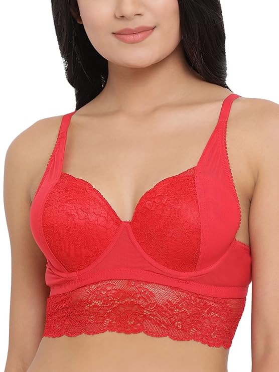 Clovia Women's Lace Lightly Padded Wired Bralette Bra