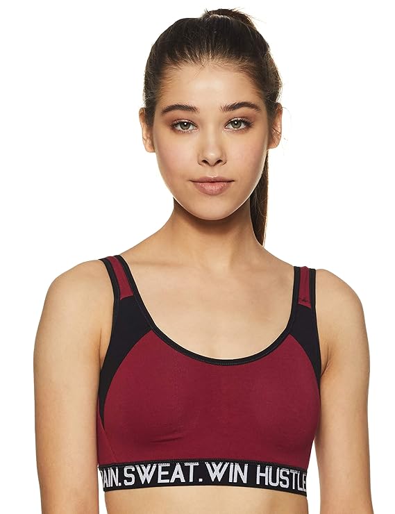 Van Heusen Women's Cotton Non-Padded Wireless Light Impact Sports Bra