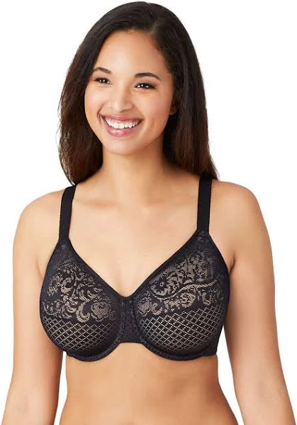 Wacoal Plus Size Black Floral Underwired Bra